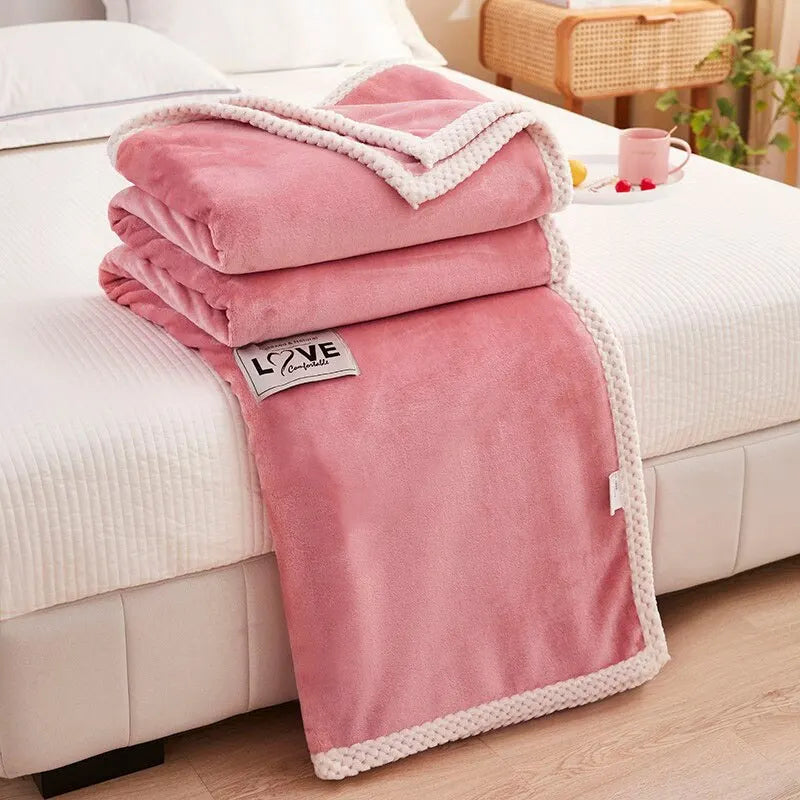 Lisslune | Flannel Fleece Snuggle Blanket in Pink