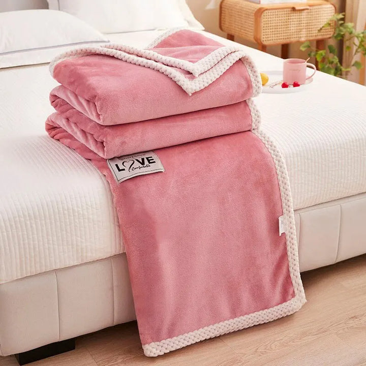 Lisslune | Flannel Fleece Snuggle Blanket in Pink