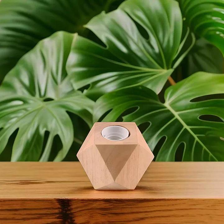 Lisslune | GeoLume – Table lamp with faceted geometric wooden base
