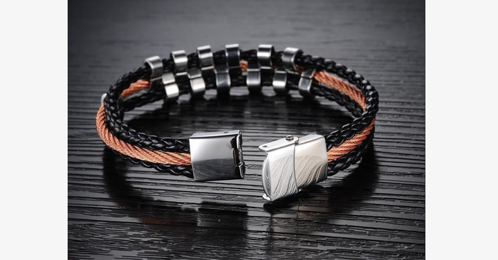 Lisslune | Rough Tracks Stainless Steel Men's Bracelet