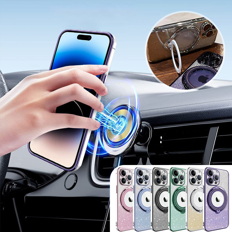 Lisslune | Magnetic Glitter Case with Invisible Stand for iPhone