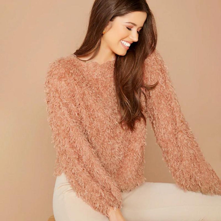 Lisslune | Round Neck Plush Sweater