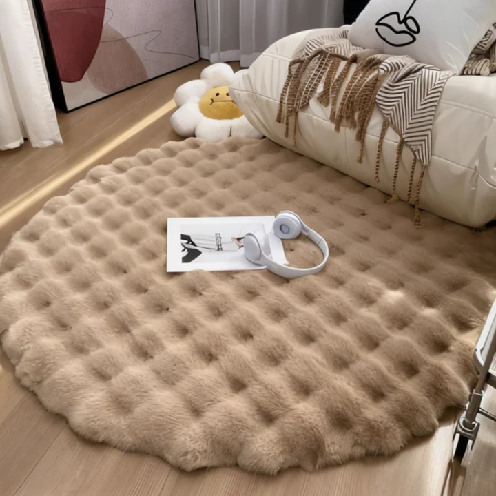 Lisslune | Round Fleece Rug 90x90 cm Soft Anti-Slip