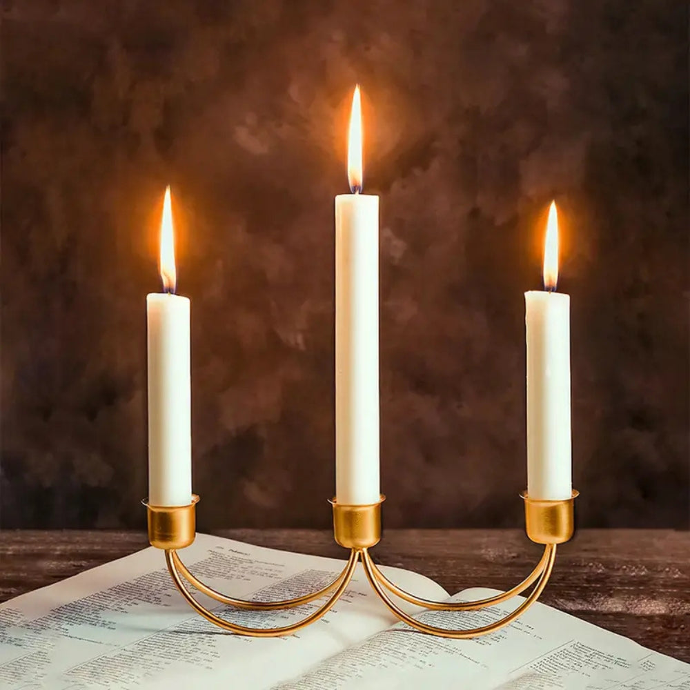 Lisslune | Gilded Trio Iron Candle Holder