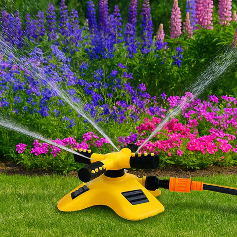 Lisslune | 360° Rotating Lawn Sprinkler | Stable, Multi-Angle Nozzles for Even Coverage in Large Gardens
