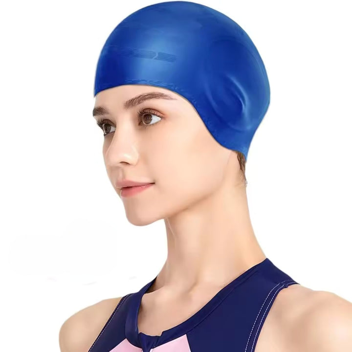 Lisslune | Silicone Swim Cap with Ear Protection for Long Hair