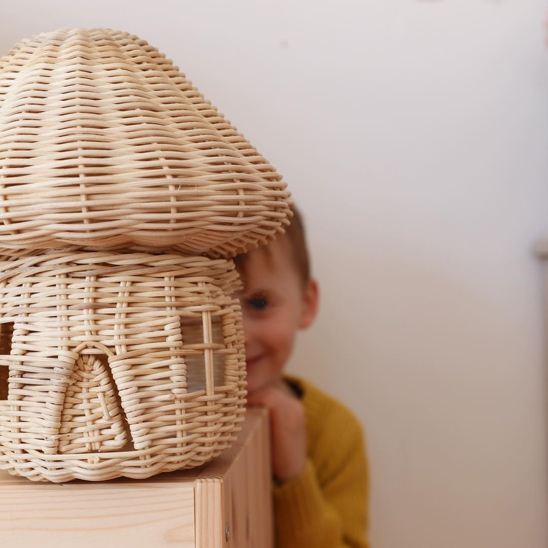 Lisslune | Handcrafted Rattan Mushroom House Ornament – Beautiful Woven Decoration for Home