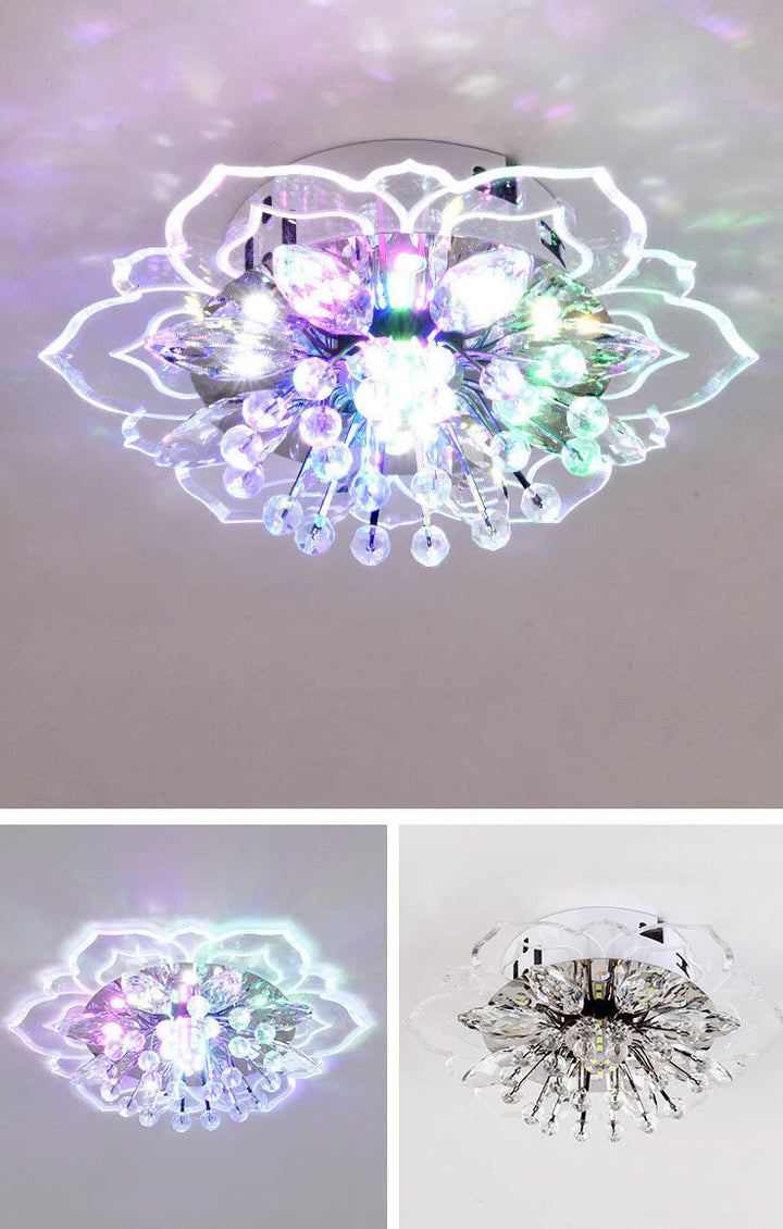 Lisslune | GlowPetal LED Crystal Ceiling Light | Flower Shaped | Modern Design | Energy Saving | Decorative Lighting
