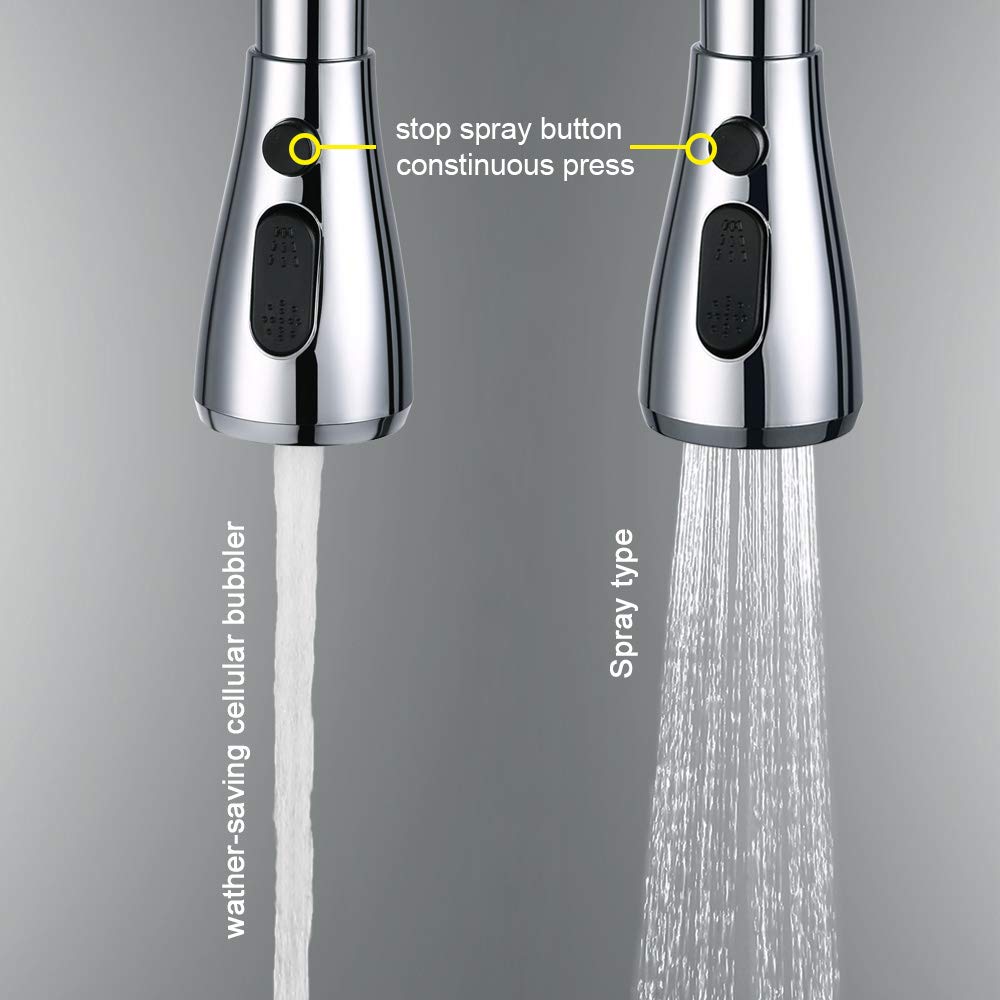 Lisslune | 2 Beam Handheld Shower Faucet Kitchen Shower with Stop Button Replacement Fixture Shower Replacement Handheld Shower for Kitchen Faucet Chrome