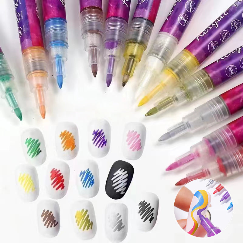 Lisslune | 12-color ultrathin curved nail pen
