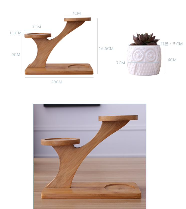 Lisslune | Decorative plant stand made of wood – plant pots in owl design for succulents and indoor plants
