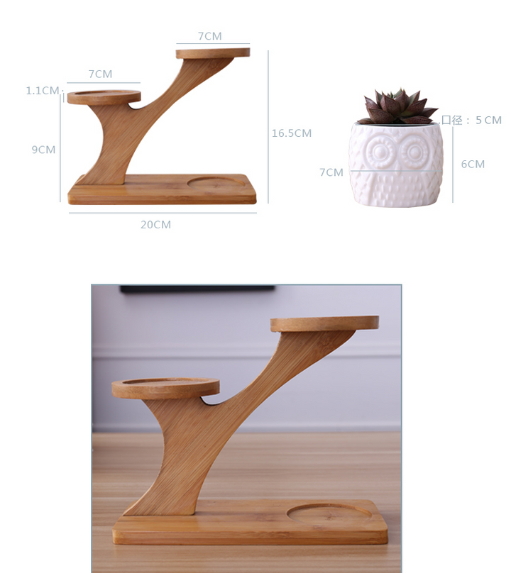 Lisslune | Decorative plant stand made of wood – plant pots in owl design for succulents and indoor plants
