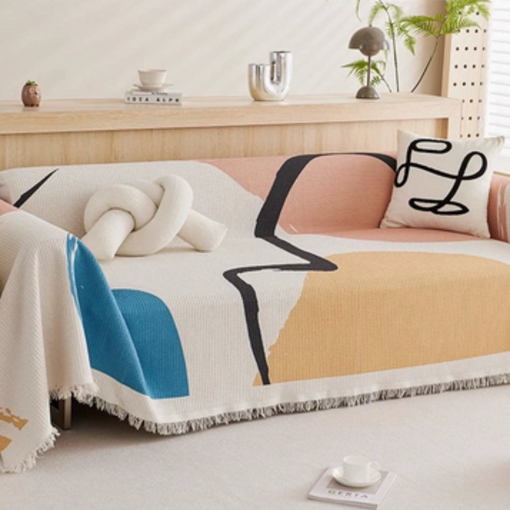 Lisslune | Lumiere Abstract Tasseled Sofa Cover
