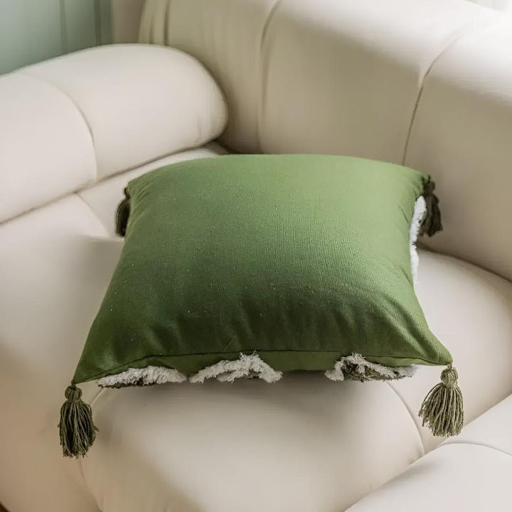 Lisslune | Plush Leaf With Tassel Cushion Cover