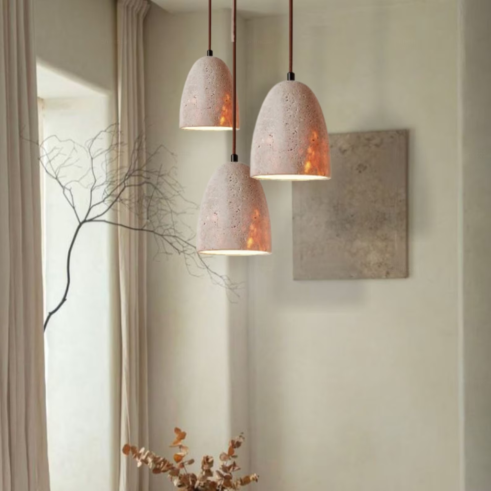 Lisslune | TerraLume – Pendant lamp with natural stone structure and warm glow