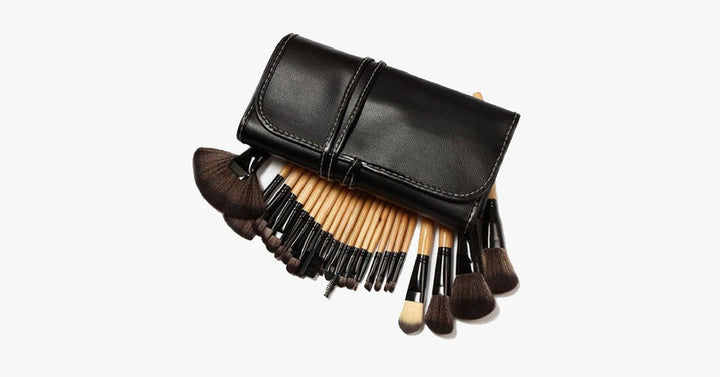 Lisslune | Professional Makeup Brush Set with 32 Brushes and 1 Bag - Brown