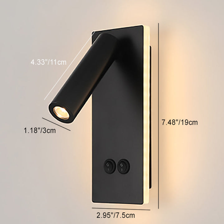 Lisslune | Modern Minimalistic Rectangular Round Iron Aluminum LED Wall Lamp For Bedroom
