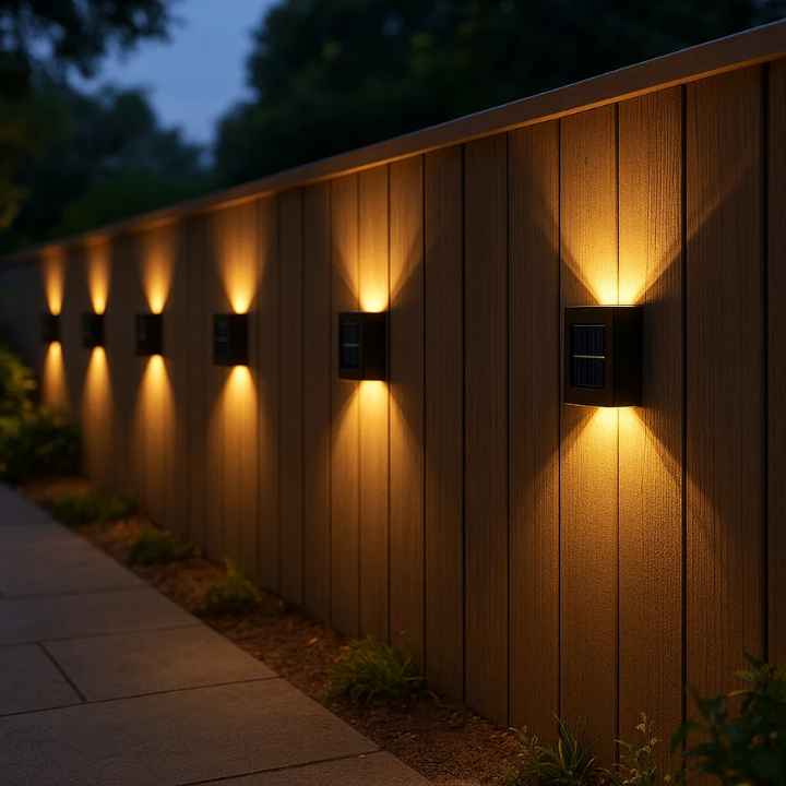 Lisslune | Solar-Powered LED Wall Lights | Weatherproof, Automatic Operation & Ideal for Garden and Driveway Illumination