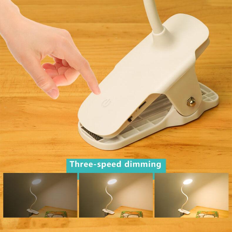 Lisslune | Simple LED Clip Desk Lamp Rechargeable Eye Protection Night Light