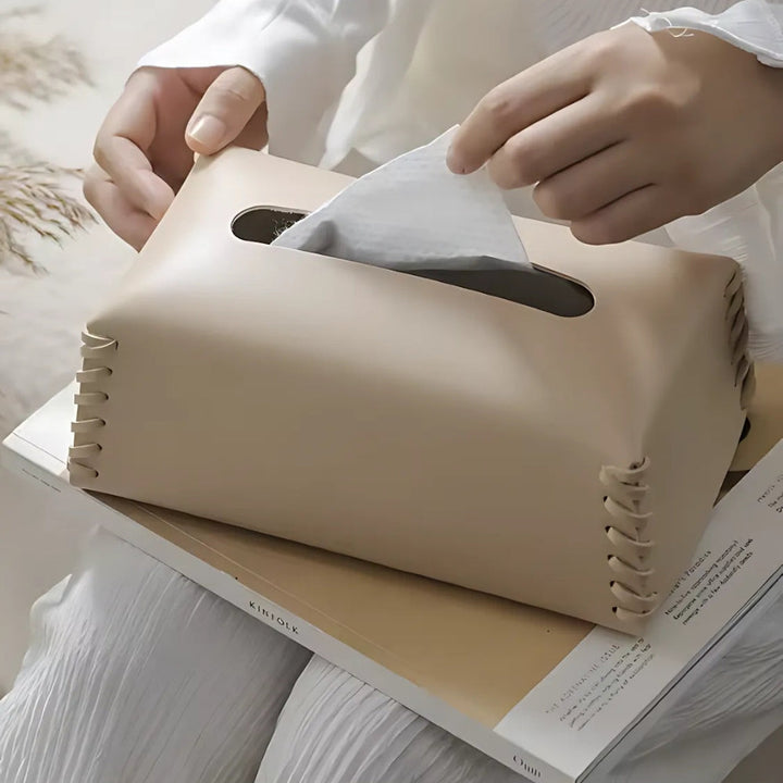 Lisslune | Stitched Leather Tissue Box Holder