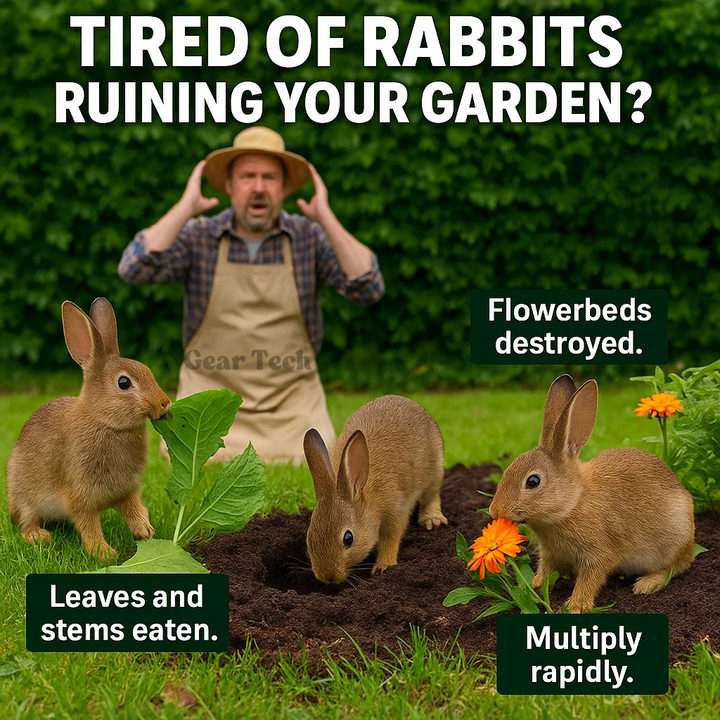 Lisslune | Solar Powered Ultrasonic Rabbit Repeller with Flashing Light – Effective Pest Control for Gardens and Yards