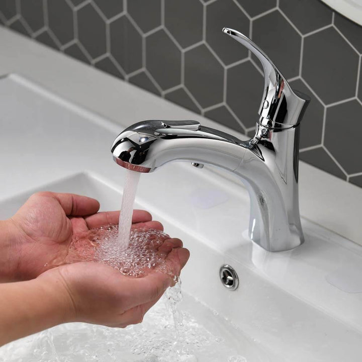 Lisslune | 2 Spray Types Sink Pull-out Shower Faucet Bathroom with Shower Pause Button Sink Faucet with Shower