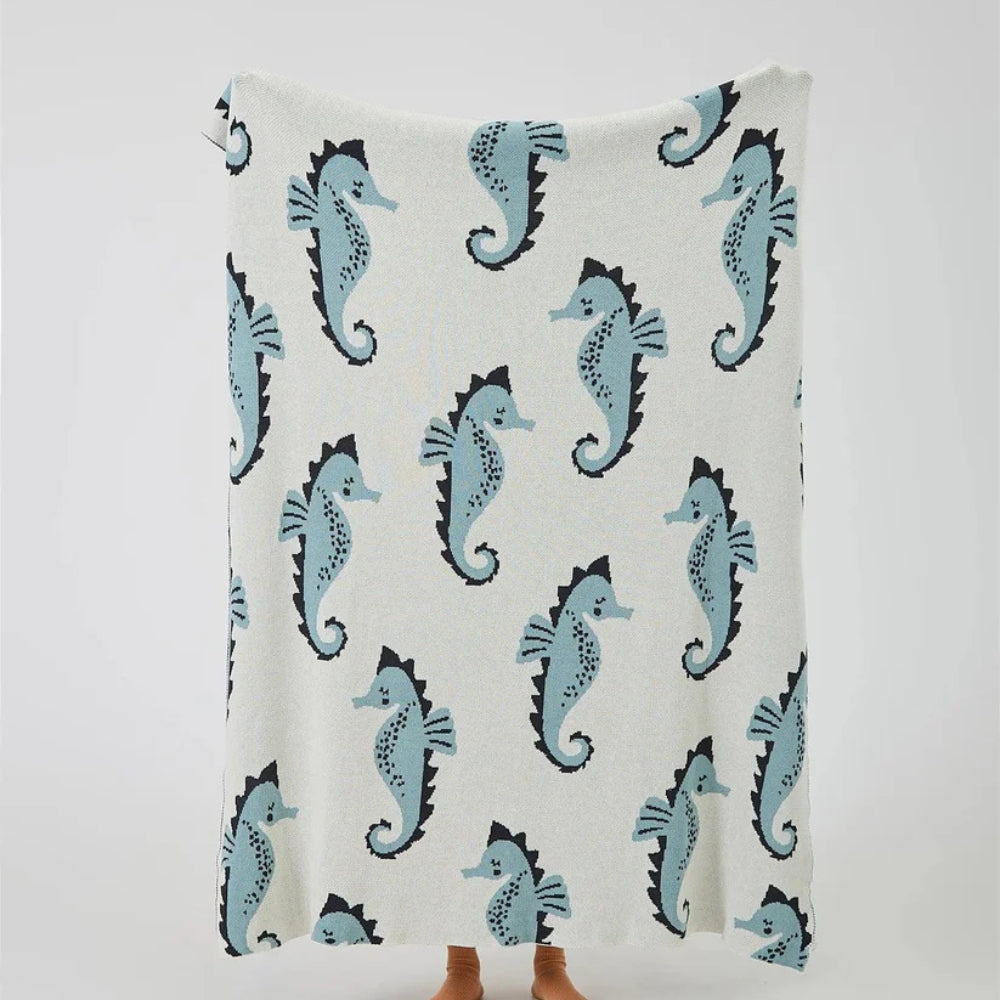 Lisslune | Nautical Seahorse Throw Blanket