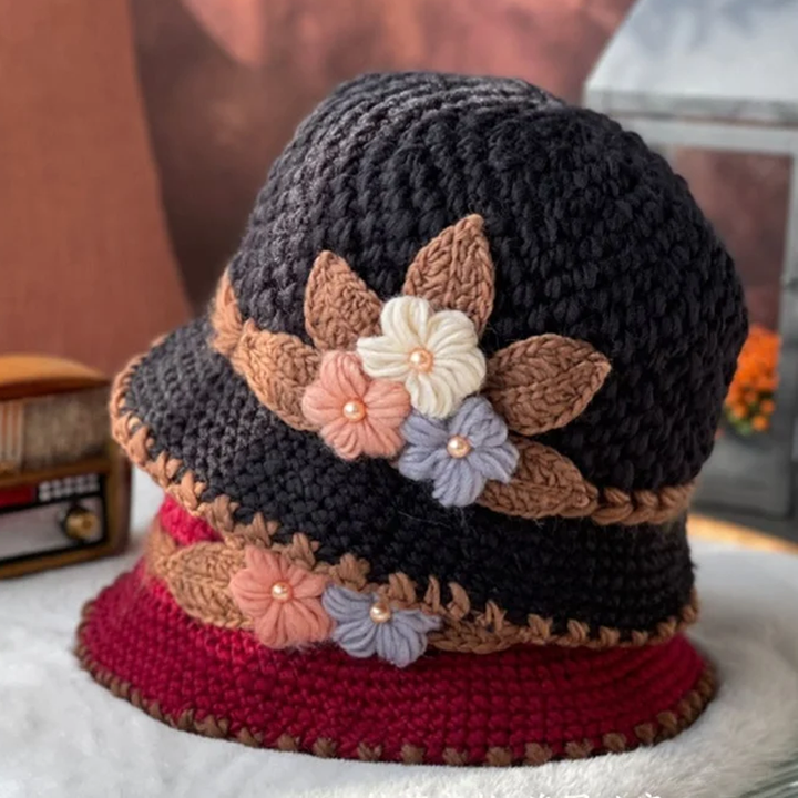 Lisslune | French Thick Women's Flower Knit Wool Hat