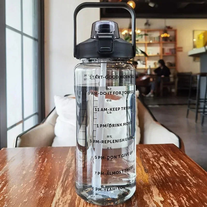 Lisslune | 2L Portable Sports Water Bottle with Straw and Time Markings