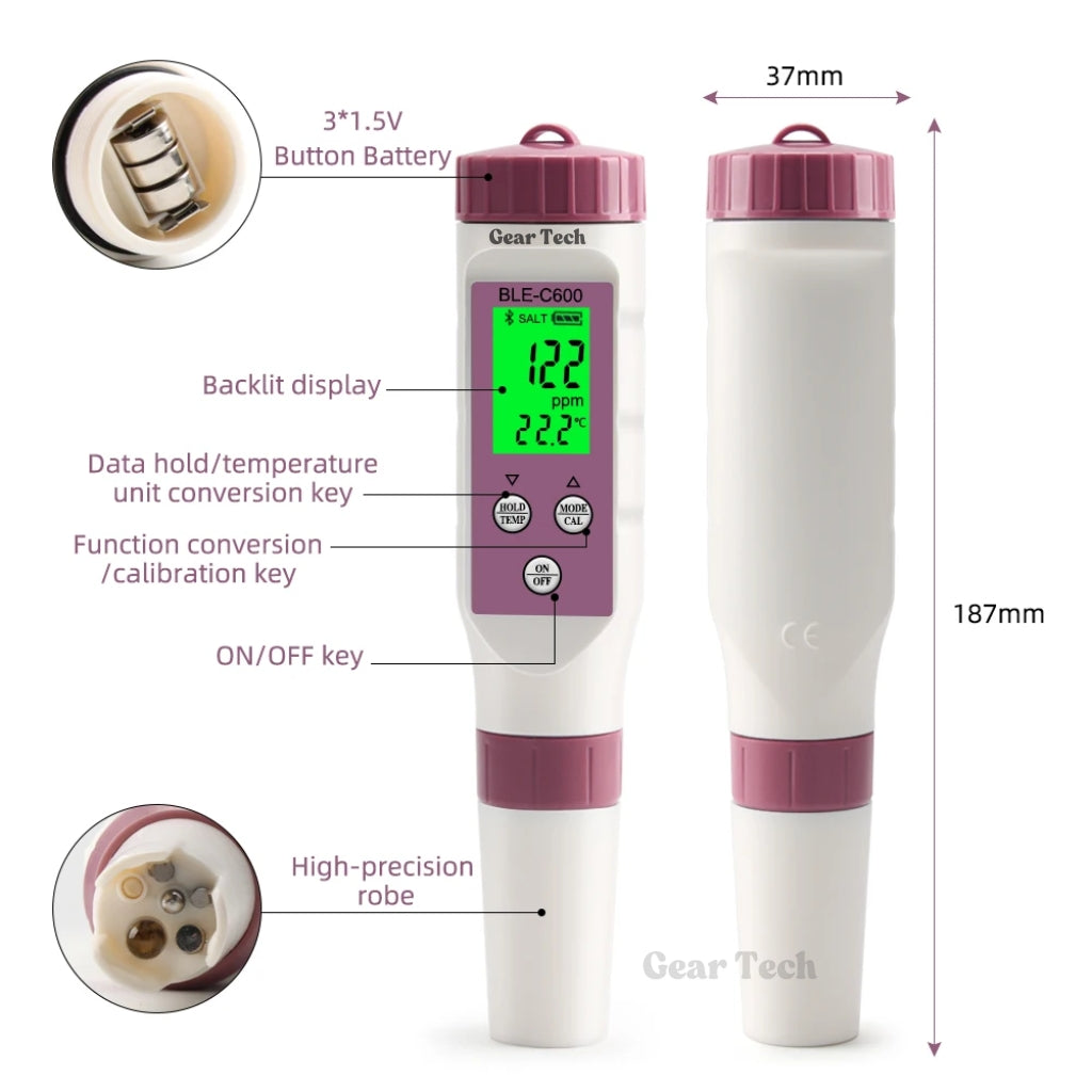 Lisslune | Digital Pool Tester – Measuring device for pH and chlorine for easy pH measurement in pool water