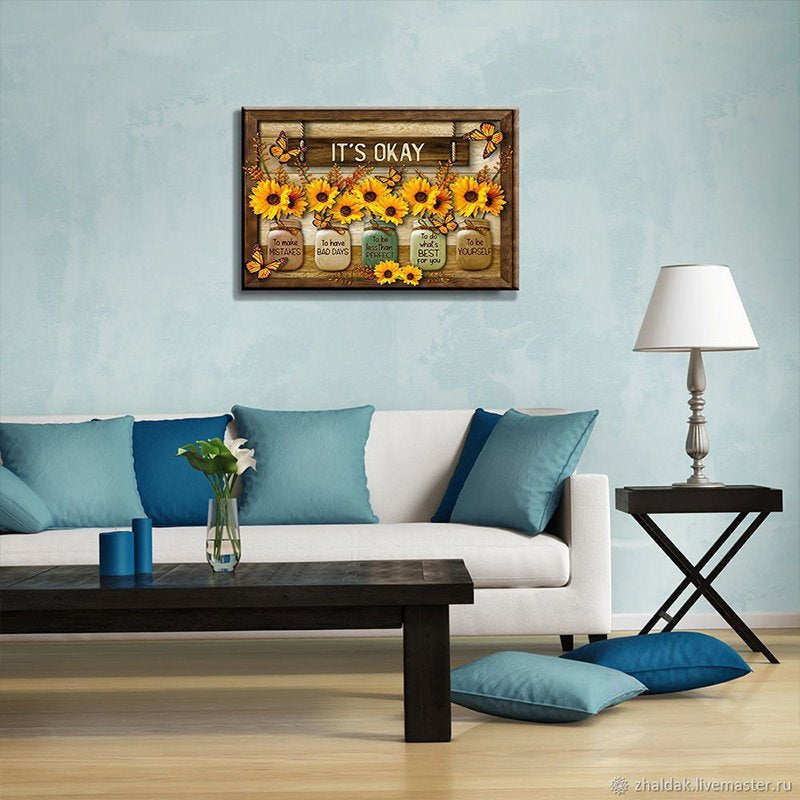 Lisslune | Decorative Butterfly Sunflower Wall Painting