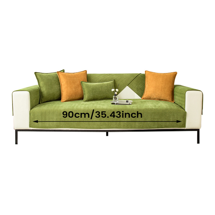 Lisslune | Wavy Check Chenille Fabric Furniture Protector Sofa Cover