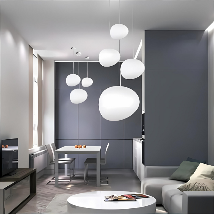 Lisslune | GloStone | Elegant Glass Pebble Pendant Light