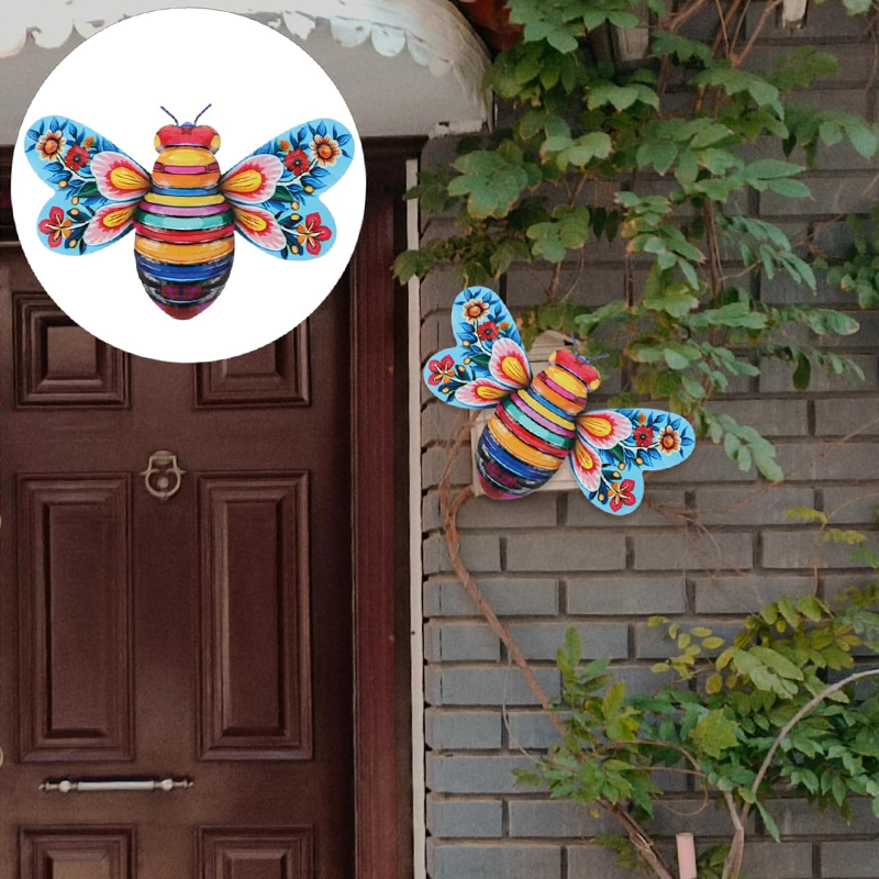 Lisslune | Iron Bee Art Sculpture Hanging Wall Decorations for Garden