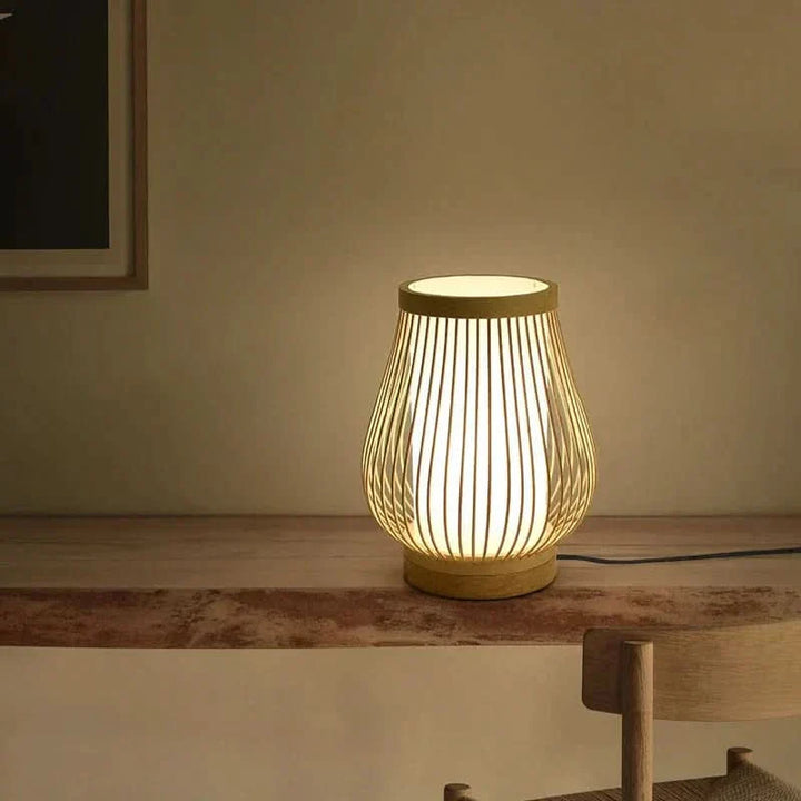 Lisslune | Japanese Bamboo Table Lamp with Warm Light