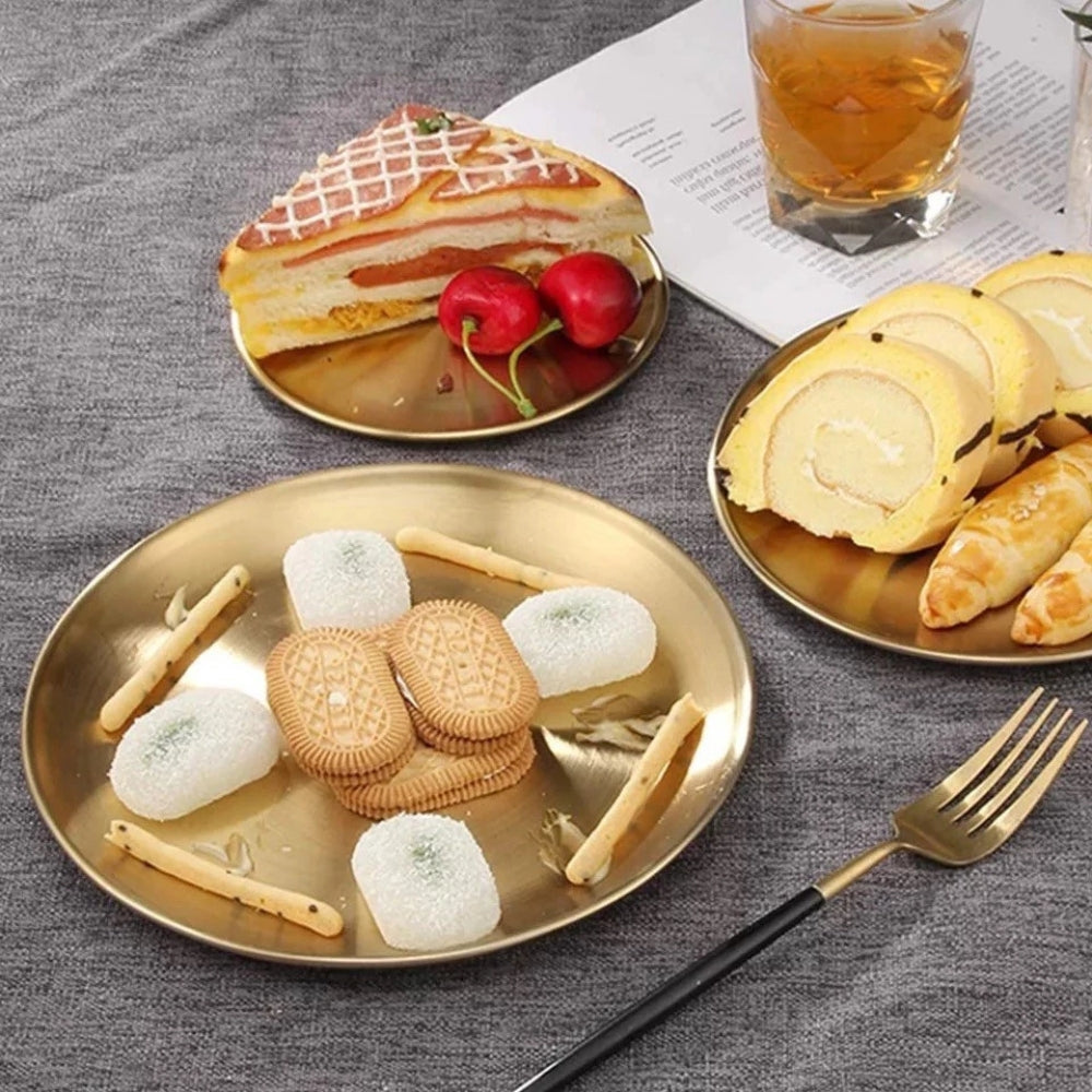 Lisslune | Lustrous Golden Stainless Steel Serving Plates