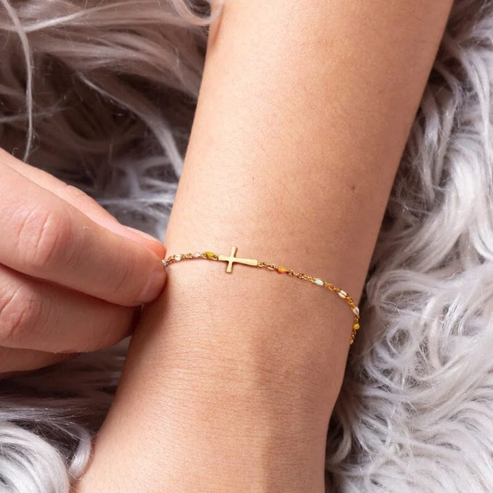 Lisslune | Adjustable Cross Bracelet for Friendship & Faith – Silver or Gold – Gift Box Option