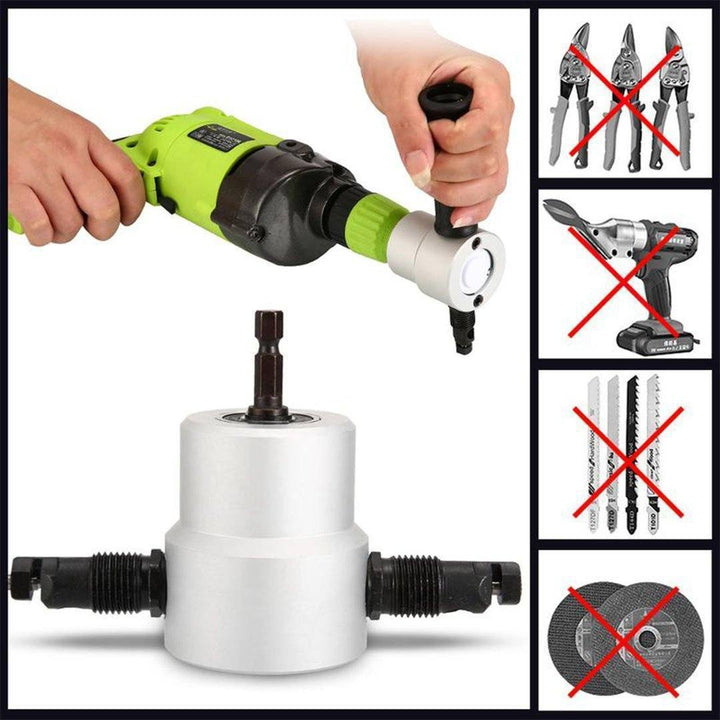 Lisslune | Nibbler Cutter Drill Attachment Double Head Metal Sheet
