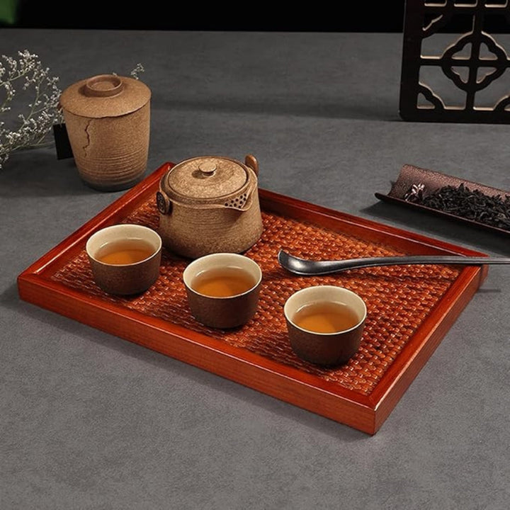 Lisslune | Artisanal Rattan Wooden Tea Tray