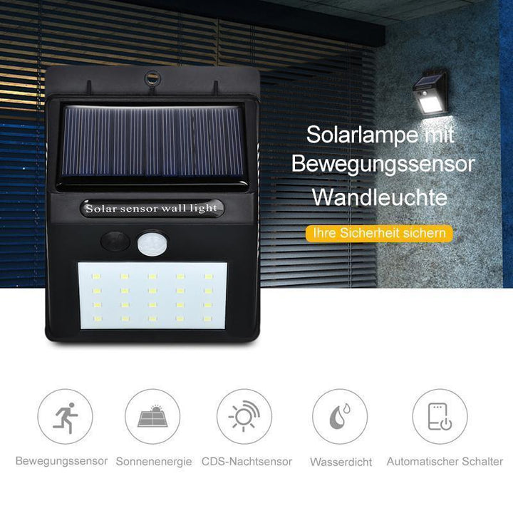 Lisslune | 20 LED Solar Lamps Outdoor, Super Bright Wall Light with Motion Sensor