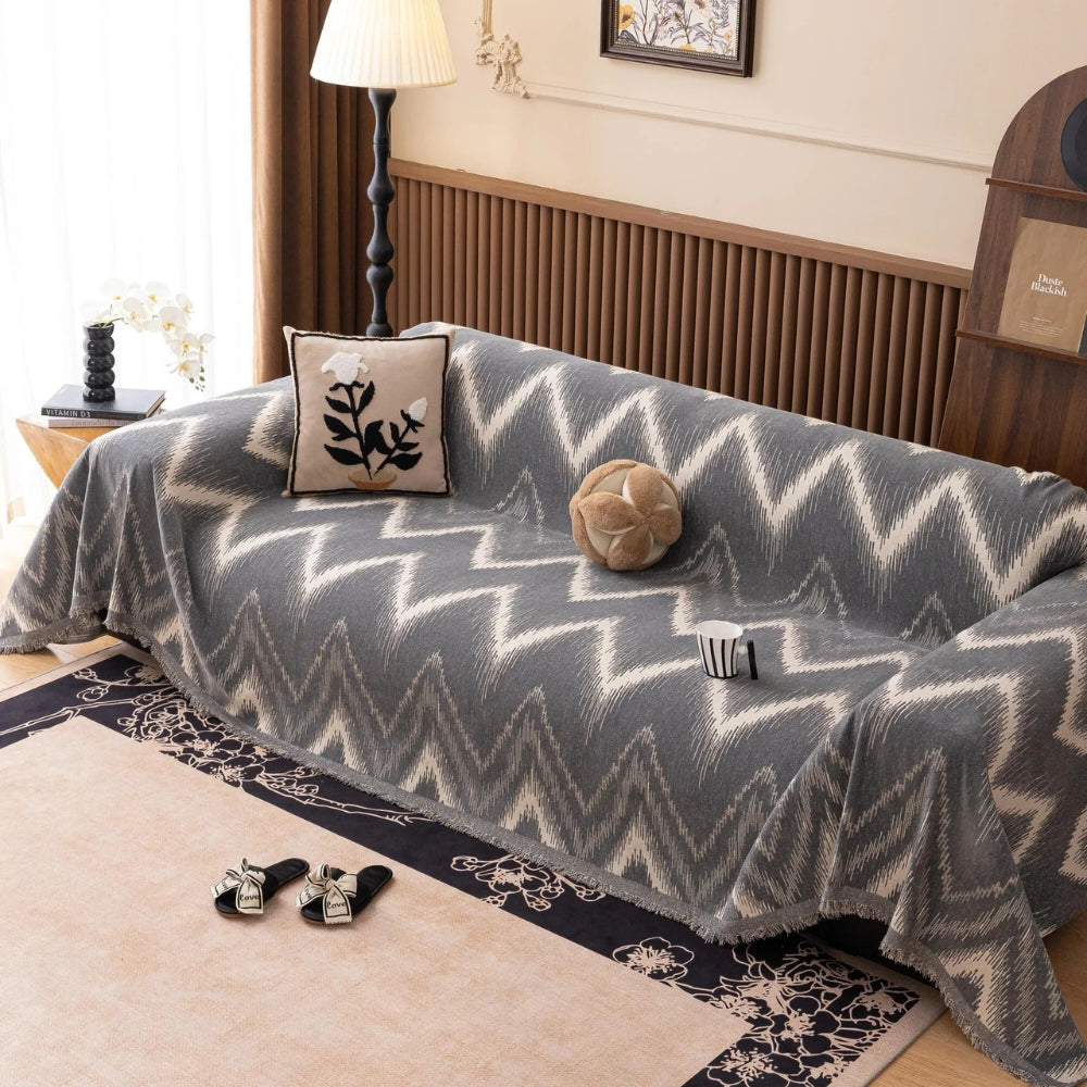 Lisslune | Ochre Streak Textured Sofa Cover