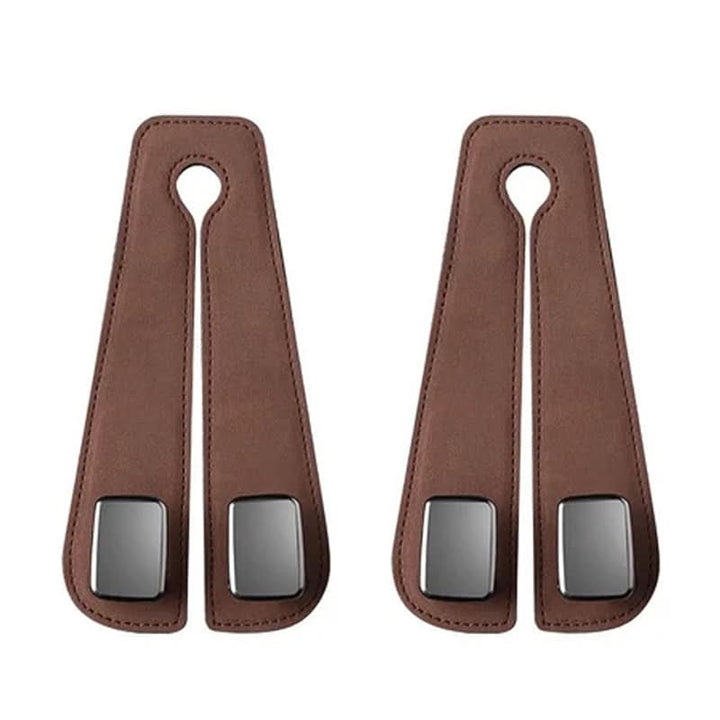 Lisslune | Car Seat Back Double Hook with Phone Holder – PU Leather Organizer