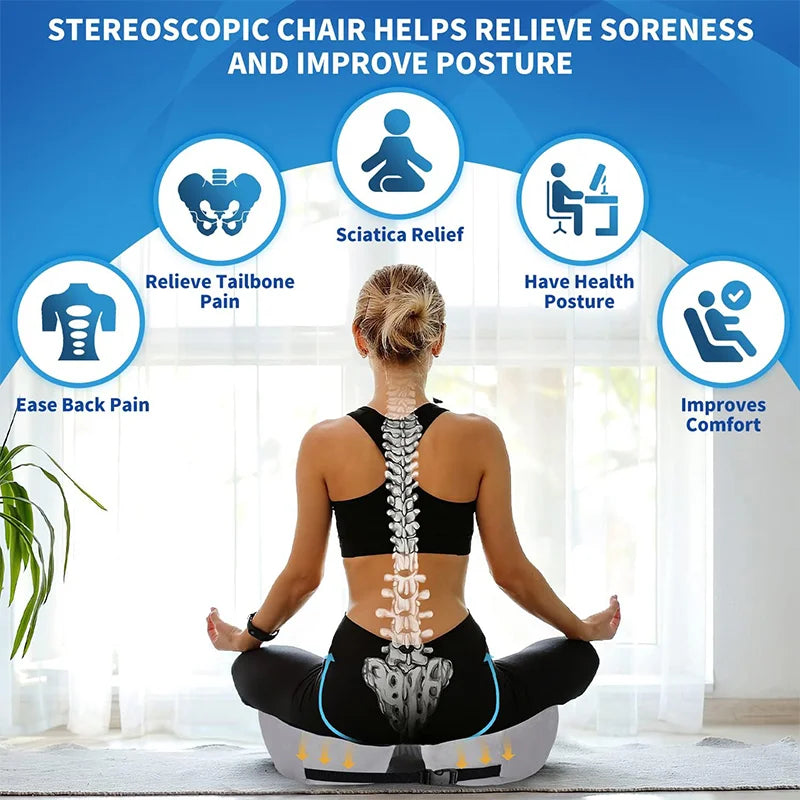 Lisslune | Adjustable Memory Foam Seat Cushion for Sit Bone Relief | Ergonomic Design for Office Chair and Car Use