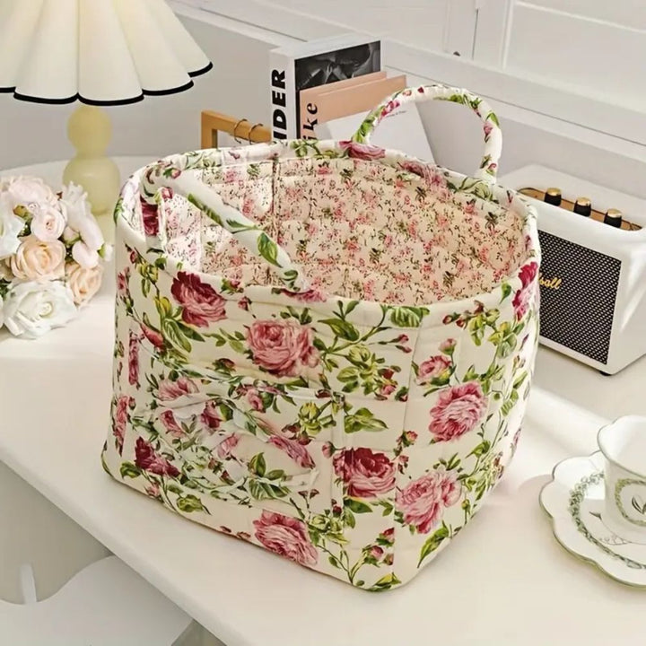 Lisslune | Floral Canvas Storage Basket for Home Organization