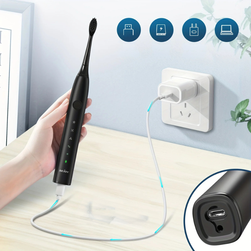 Lisslune | GlowSmile Sonic Toothbrush – Rechargeable with 5 Modes and 8 Brush Heads