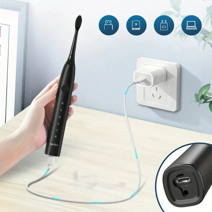 Lisslune | SonicPure Rechargeable Toothbrush – Whisper-Quiet, Powerful & Including 8 Brush Heads