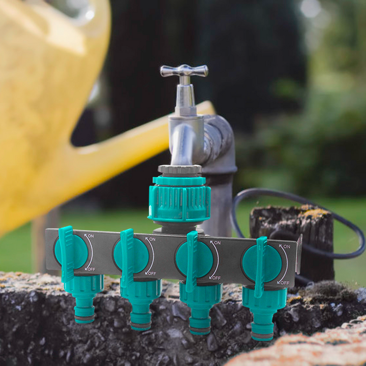 Lisslune | Universal 4-way garden hose splitter – Adjustable faucet splitter