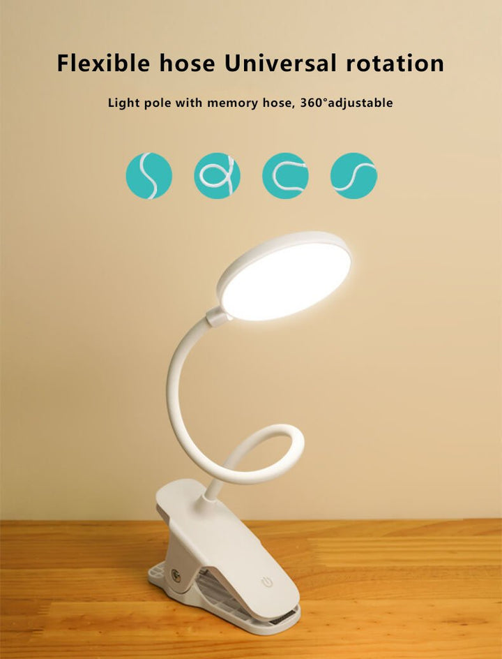 Lisslune | Simple LED Clip Desk Lamp Rechargeable Eye Protection Night Light