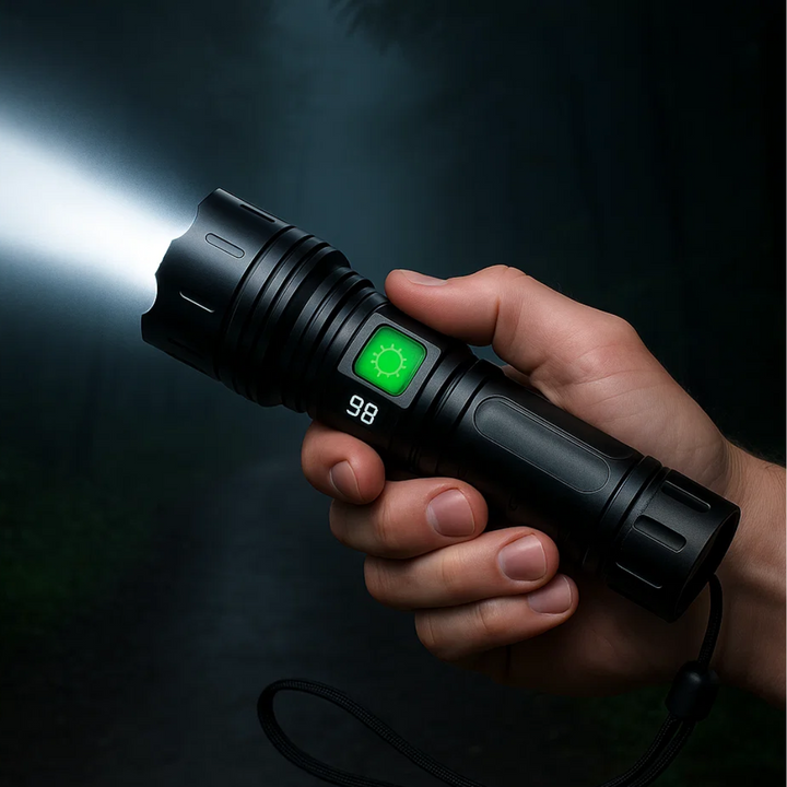 Lisslune | 100,000 Lumen Rechargeable LED Flashlight | Waterproof, Impact-Resistant & Ideal for Hiking, Emergencies & Power Outages