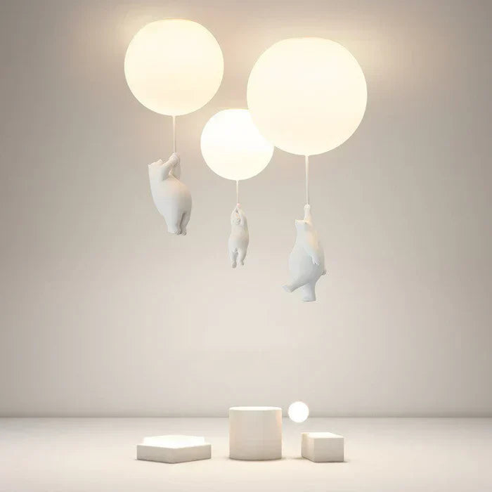 Lisslune | CloudBear Kids Ceiling Light – Bear & Balloon LED Pendant Lamp for Nursery and Bedroom Decor